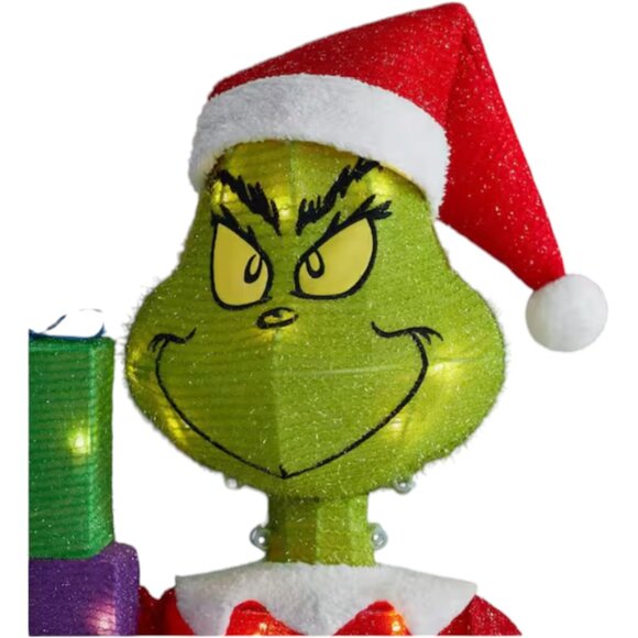 4 Ft The Grinch LED Tinsel Yard Sculpture How The Grinch Stole Christmas Decor - Picture 3 of 6